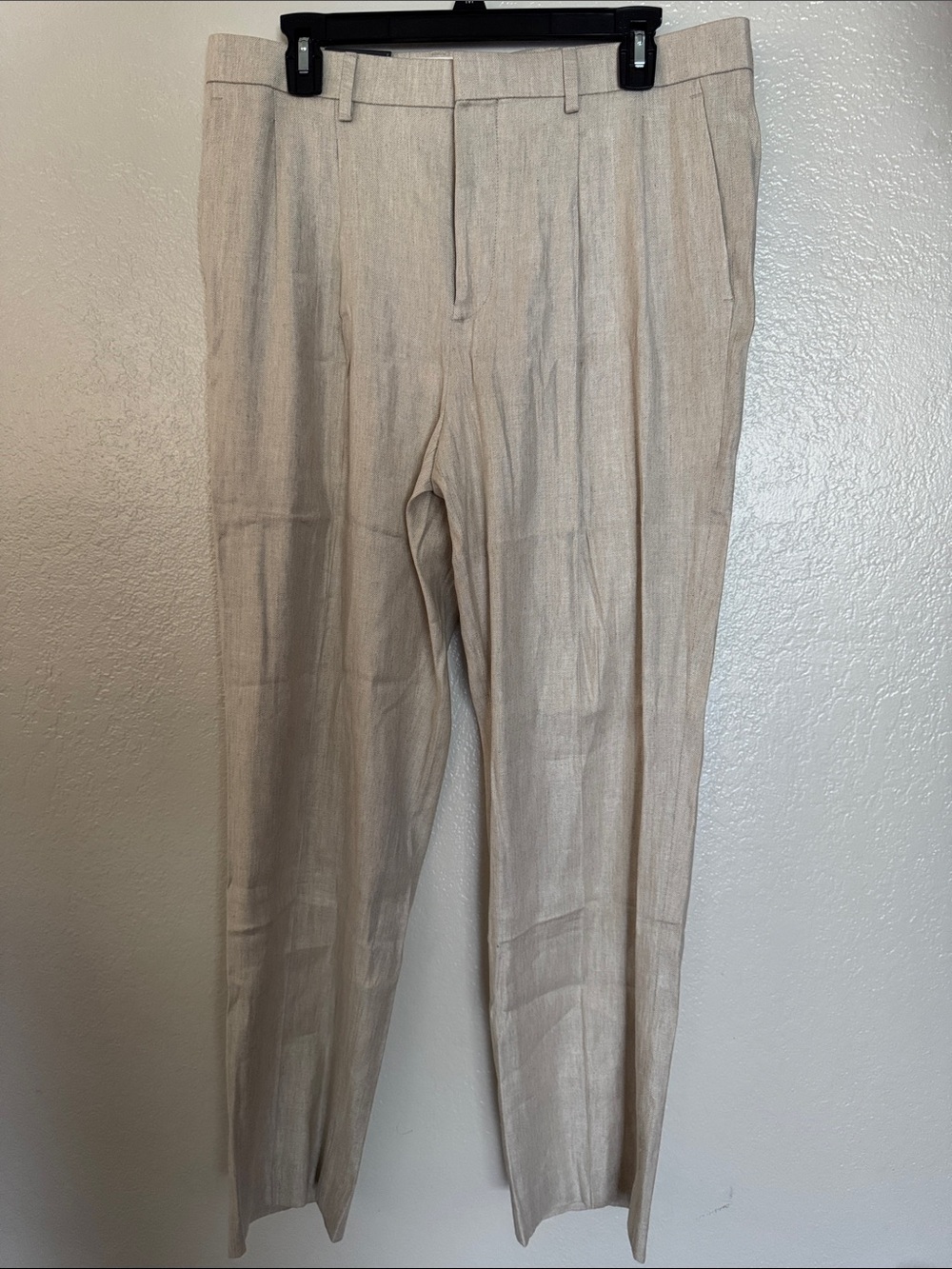 Express Men's Light Beige Dress Pants - Flat Front Tailored